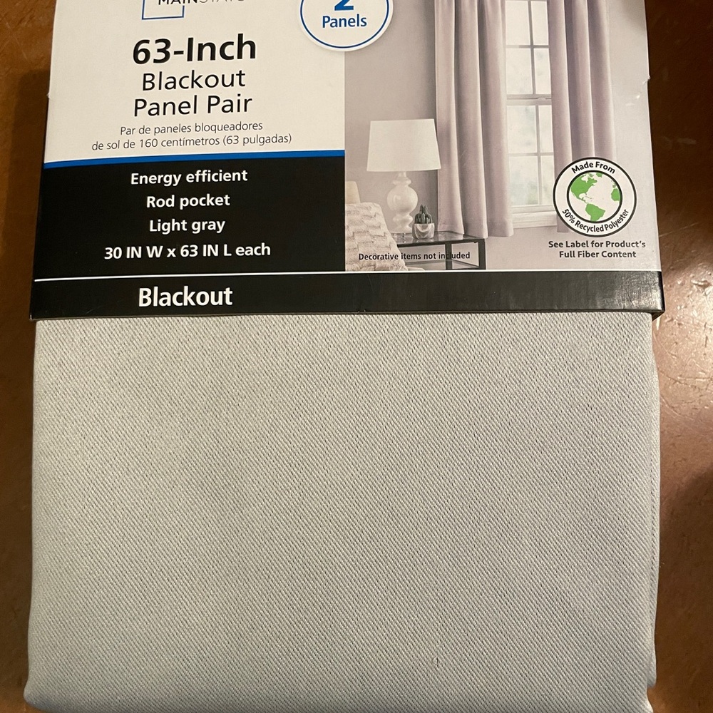Mainstays Light Gray 63-Inch Blackout Panel Pair